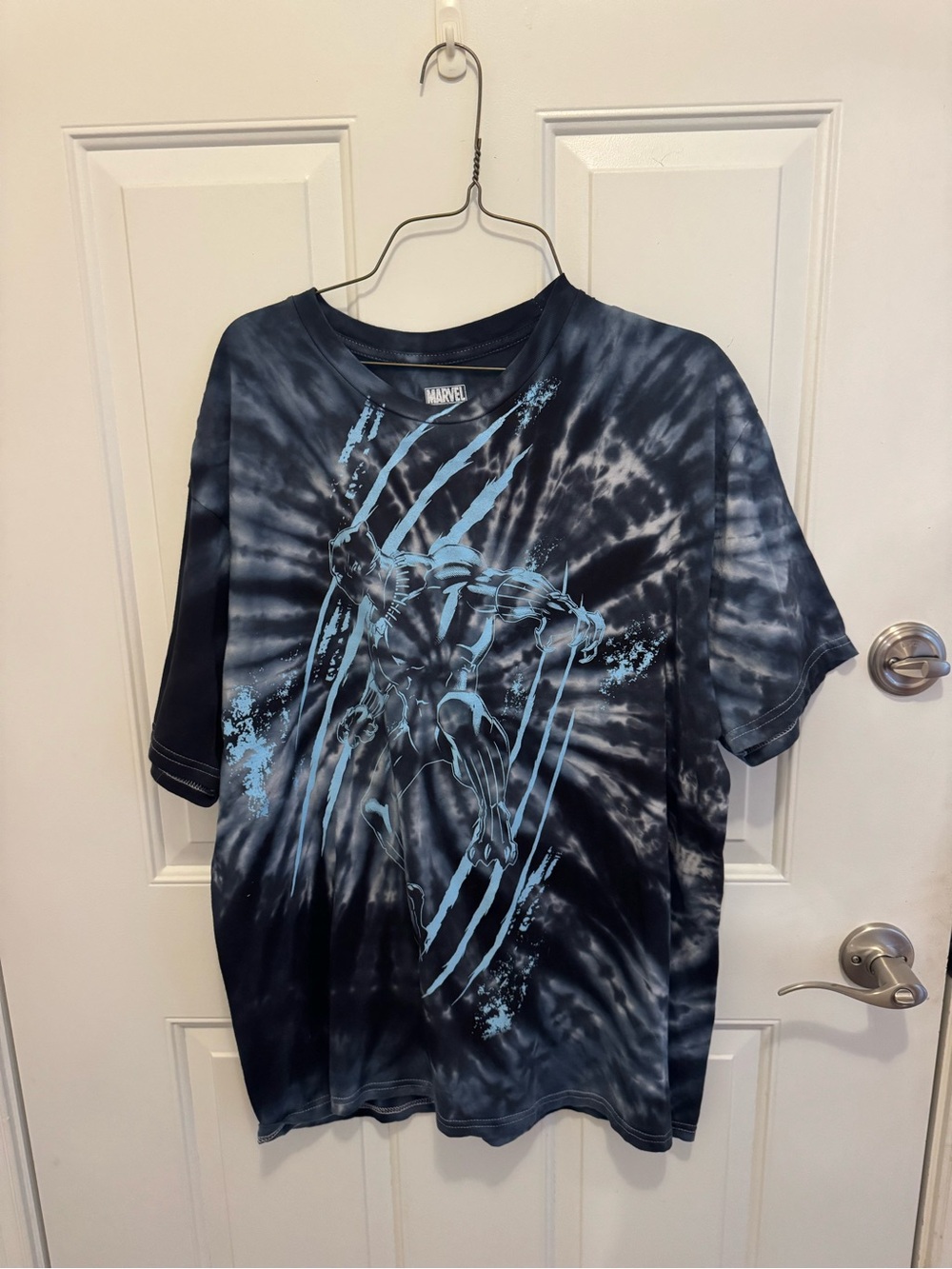 Marvel Black & Light Blue Tie-Dye Superhero Graphic Tee